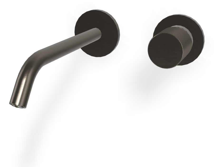 Смеситель для раковины Carlo Frattini Spillo Tech, ручка G Collection, настенный, с донным клапаном Click-Clack, излив 210 мм, внешняя часть, цвет брашированный чёрный хром