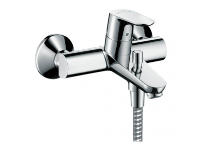 На изображении товар Смеситель для ванны Hansgrohe Focus, настенный, однорычажный, на 2 отверстия, с переключателем на две позиции, цвет хром от официального представителя в Москве