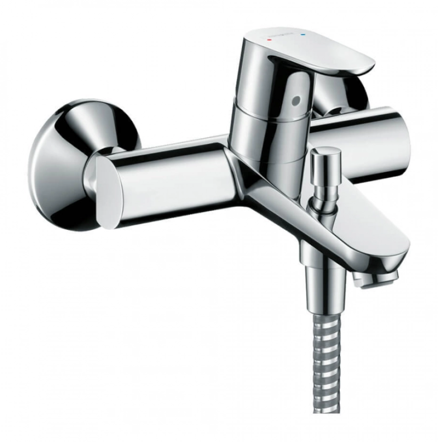Смеситель для ванны Hansgrohe Focus, настенный, однорычажный, на 2 отверстия, с переключателем на две позиции, цвет хром