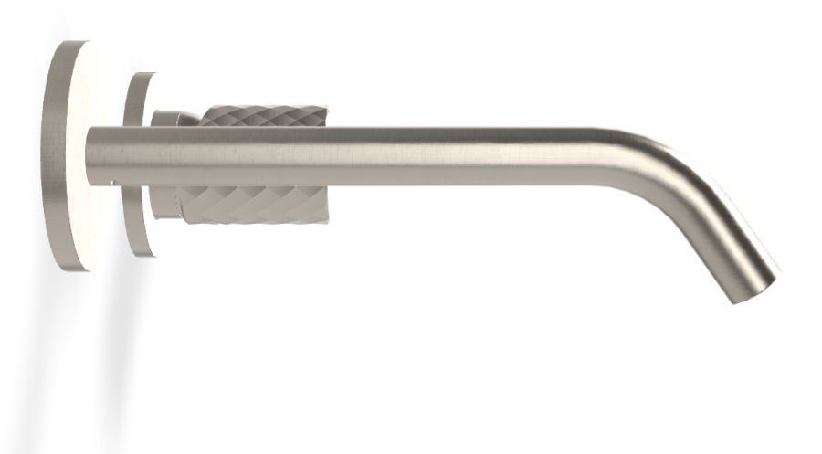 Смеситель для раковины Carlo Frattini Spillo Tech, ручка X Collection, настенный, с донным клапаном Click-Clack, излив 210 мм, внешняя часть, цвет никель брашированный - изображение 2