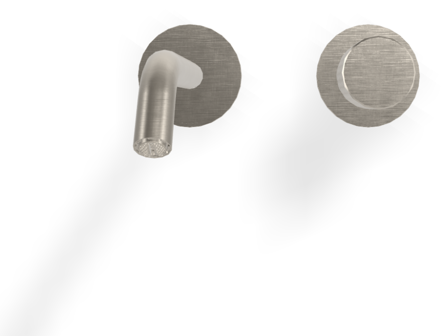 Смеситель для раковины Carlo Frattini Spillo Tech, ручка X Collection, настенный, с донным клапаном Click-Clack, излив 210 мм, внешняя часть, цвет никель брашированный - изображение 1