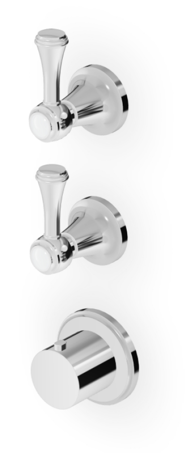 Термостат для душа Zucchetti Agora, встраиваемый, на 3/4", с 2-я запорными вентилями, вертикально/горизонтальная установка, внешняя часть, цвет хром