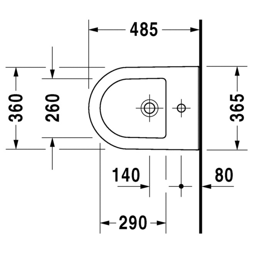 Биде подвесное Duravit Darling New, компакт 365 х 485 мм, цвет белый - изображение 4