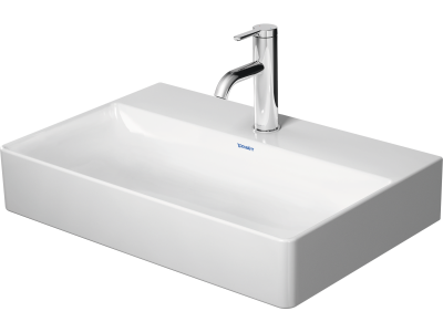 Раковина Duravit DuraSquare компакт, с шлифованным низом, 600x400 мм, без перелива, с 1 отверстием под смеситель, цвет белый