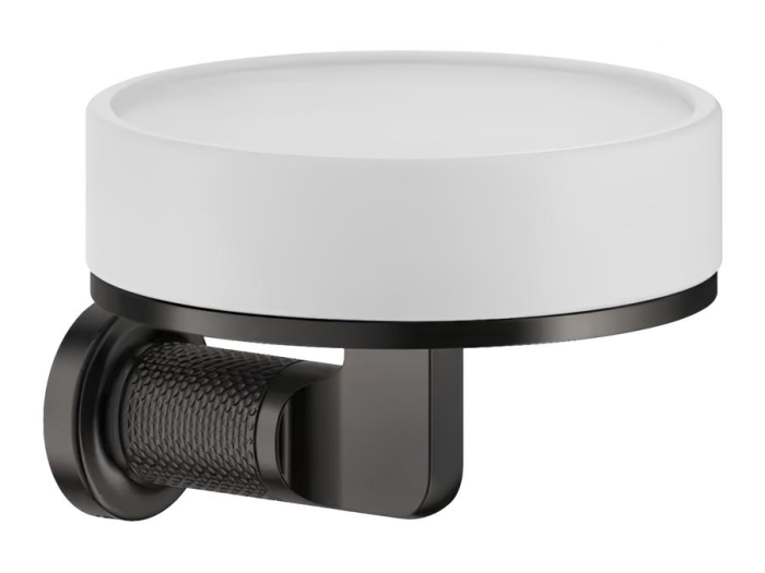 На изображении товар Мыльница Gessi Inciso ø115хh84 мм, настенная, цвет Black Metal Brushed PVD от официального представителя в Москве