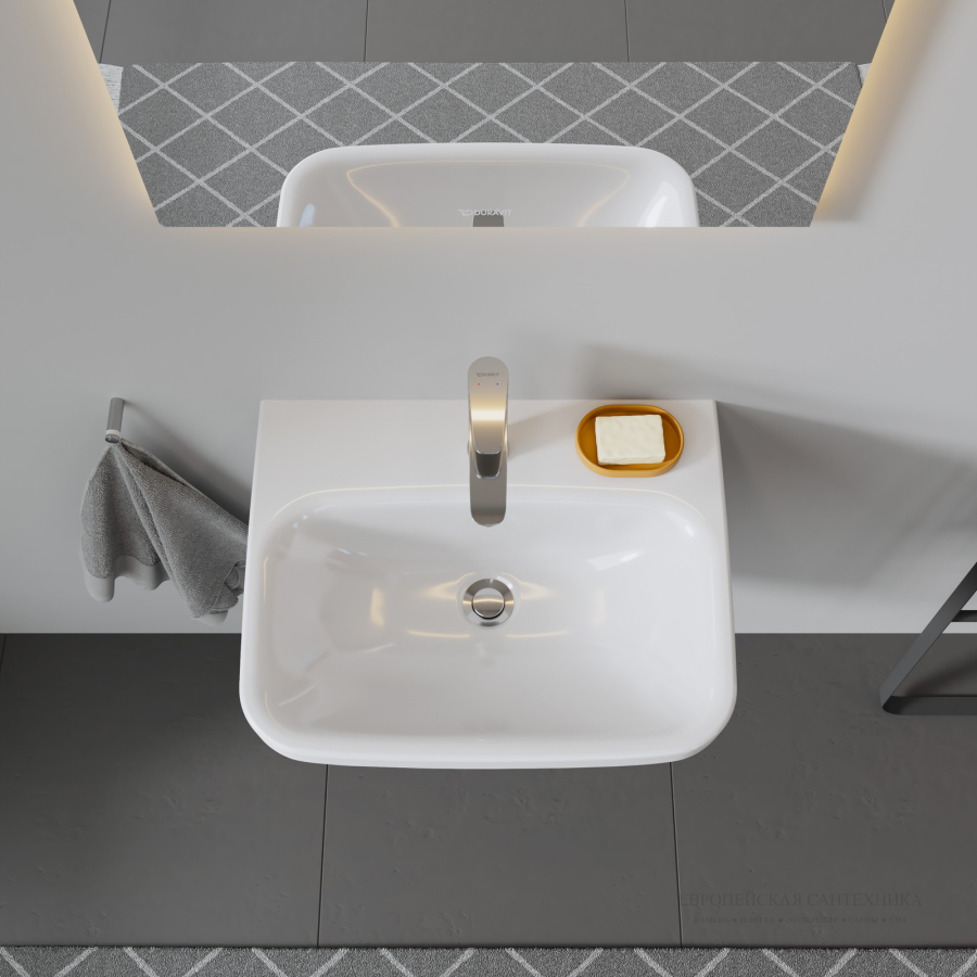 Раковина Duravit DuraStyle подвесная, 600x440 мм, без перелива, 1 отверстие под смеситель, цвет белый - изображение 2