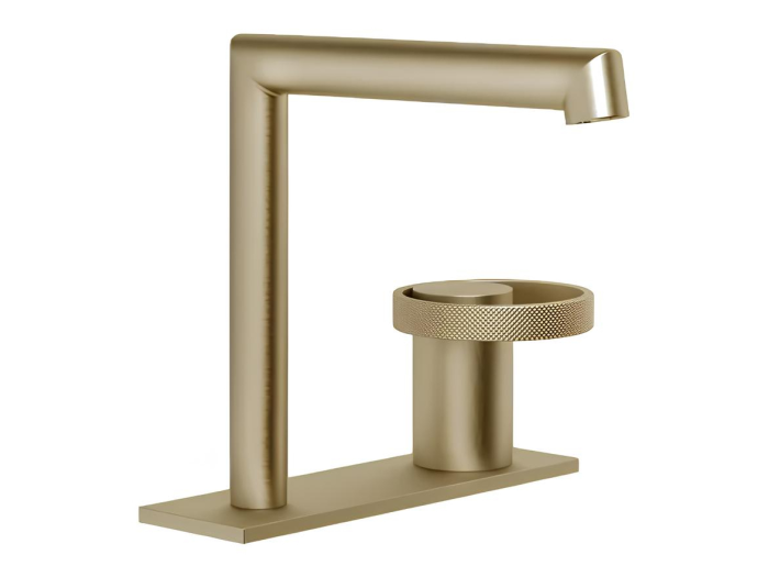 На изображении товар Смеситель для раковины Gessi Anello, без донного клапана, цвет Warm Bronze Brushed PVD от официального представителя в Москве