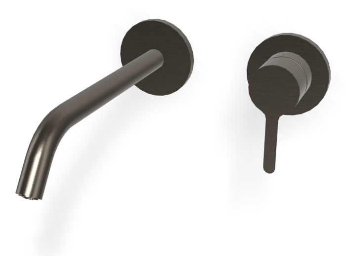 На изображении товар Смеситель для раковины Carlo Frattini Snap, настенный, с донным клапаном Click-Clack, аэратором, излив 200 мм, внешняя часть, цвет брашированный чёрный хром от официального представителя в Москве