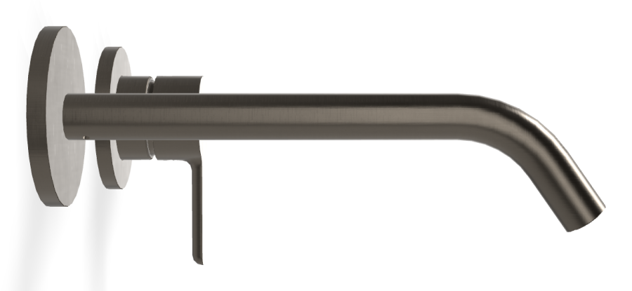 Смеситель для раковины Carlo Frattini Snap, настенный, с донным клапаном Click-Clack, аэратором, излив 200 мм, внешняя часть, цвет брашированный чёрный хром - изображение 2