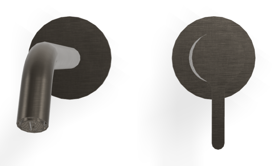 Смеситель для раковины Carlo Frattini Snap, настенный, с донным клапаном Click-Clack, аэратором, излив 200 мм, внешняя часть, цвет брашированный чёрный хром - изображение 1