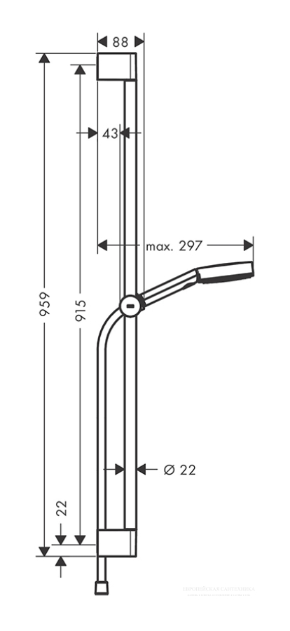 Душевой гарнитур Hansgrohe Pulsify Select S, душ 105 мм., 3 jet Rilexation, штанга 95,9 см, цвет Черный матовый - изображение 2