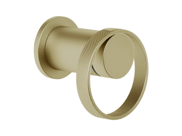 На изображении товар Смеситель для душа Gessi Anello, встраиваемый, однорычажный, на 1 потребителя, внешняя часть, цвет Brass Brushed PVD от официального представителя в Москве