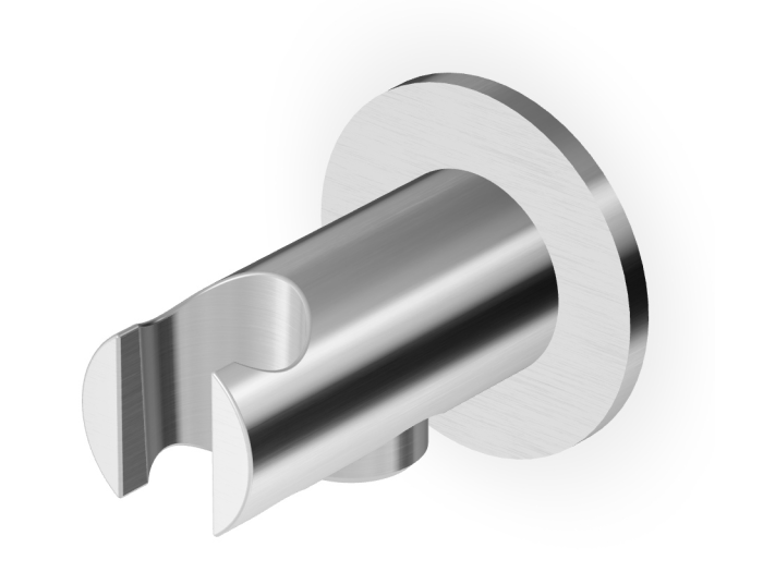 На изображении товар Шланговое подсоединение Zucchetti, со встроенным держателем ручной лейки, цвет матовая нержавеющая сталь от официального представителя в Москве