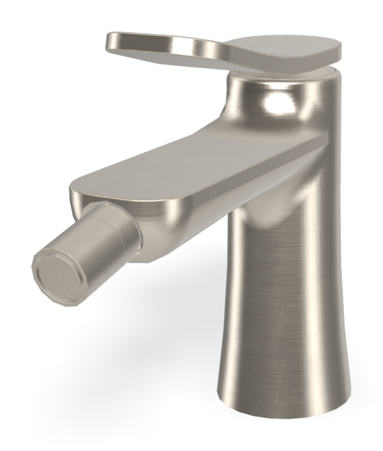 Смеситель для биде Carlo Frattini Flo, XS, с 2 гибкими шлангами, донным клапаном Click-Clack 1"1/4, Н-144 мм, цвет никель брашированный