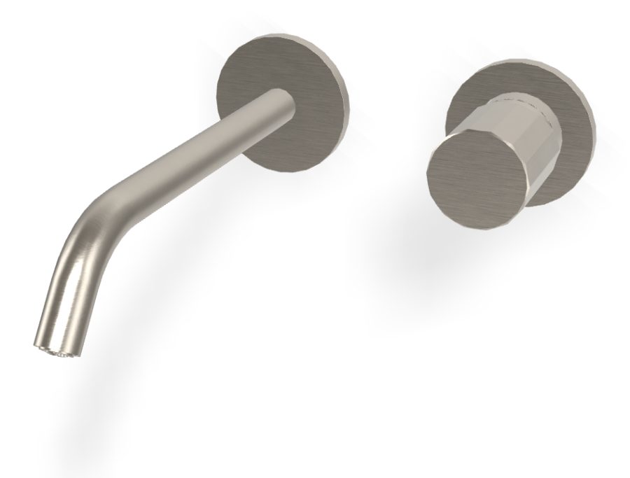 Смеситель для раковины Carlo Frattini Spillo Tech, ручка V Collection, настенный, с донным клапаном Click-Clack, излив 210 мм, внешняя часть, цвет никель брашированный