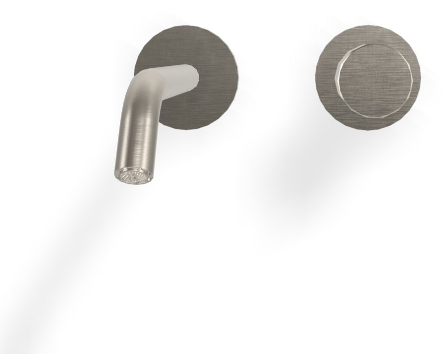 Смеситель для раковины Carlo Frattini Spillo Tech, ручка V Collection, настенный, с донным клапаном Click-Clack, излив 210 мм, внешняя часть, цвет никель брашированный - изображение 1