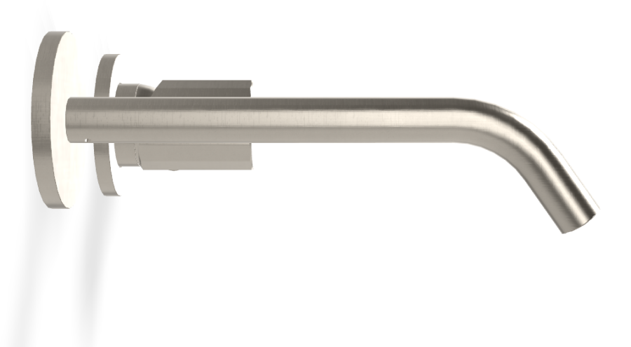 Смеситель для раковины Carlo Frattini Spillo Tech, ручка V Collection, настенный, с донным клапаном Click-Clack, излив 210 мм, внешняя часть, цвет никель брашированный - изображение 2