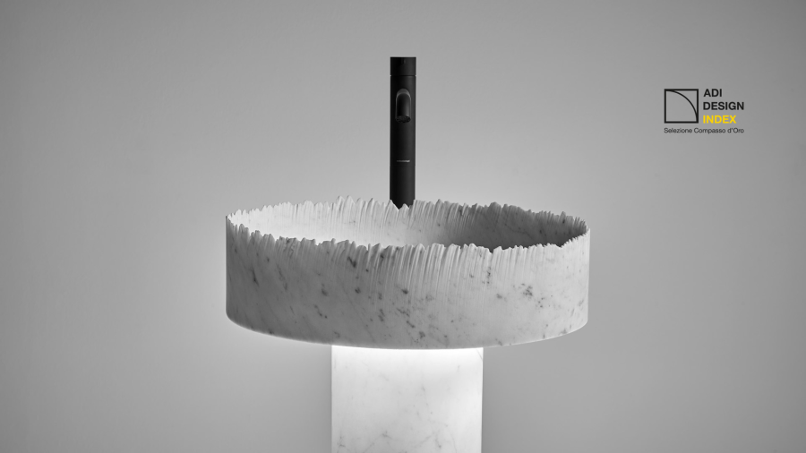 Раковина Antonio Lupi Flow, напольная, Ø470xH850 мм, со светодиодной подсветкой, мрамор Bianco Carrara - изображение 3
