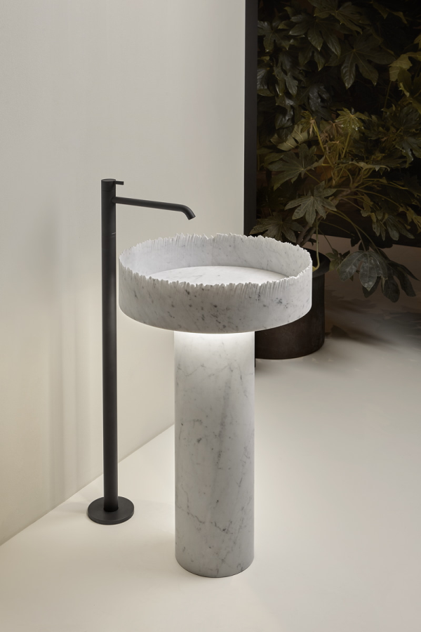 Раковина Antonio Lupi Flow, напольная, Ø470xH850 мм, со светодиодной подсветкой, мрамор Bianco Carrara - изображение 5