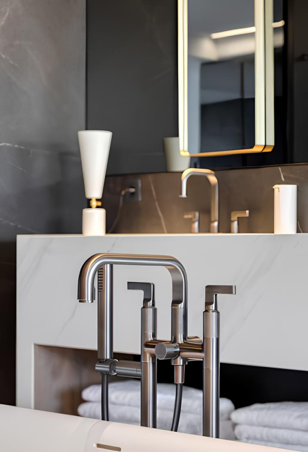 Смеситель для раковины Gessi Inciso, средний, c донным клапаном, цвет Finox Brushed Nickel - изображение 1