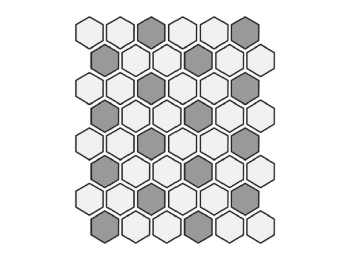 На изображении товар Etruria Керамогранит Xxs Esagono 5X5.7 Su Rete A Due Colori Nero / Bianco от официального представителя в Москве