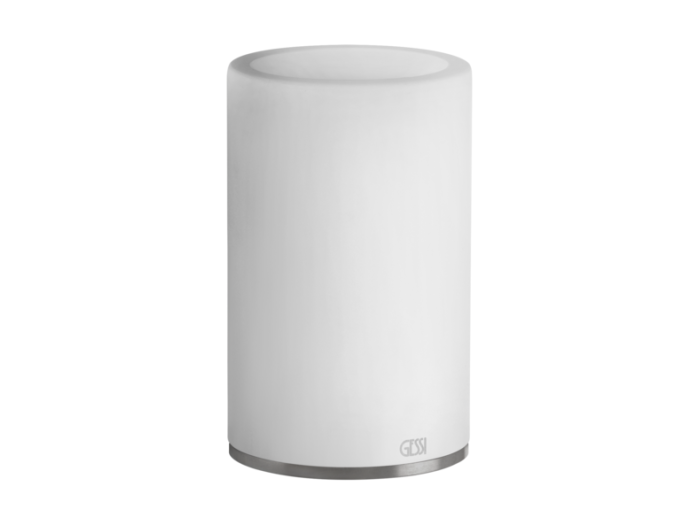 На изображении товар Стакан Gessi 316, настольный, ⌀75х126 мм, цвет White/Steel Brushed от официального представителя в Москве