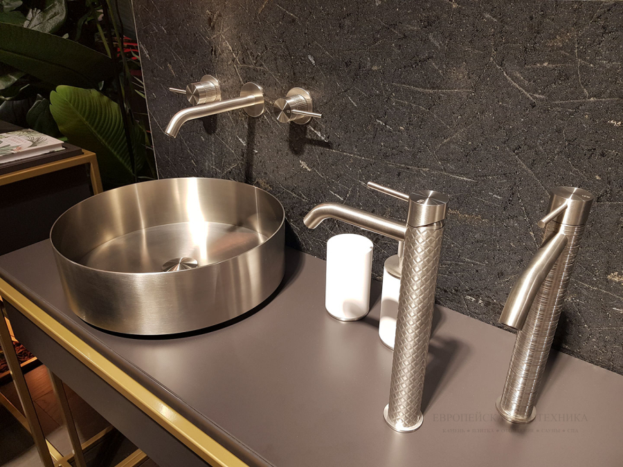 Стакан Gessi 316, настольный, ⌀75х126 мм, цвет White/Steel Brushed - изображение 4