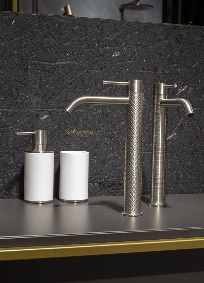 Стакан Gessi 316, настольный, ⌀75х126 мм, цвет White/Steel Brushed - изображение 2