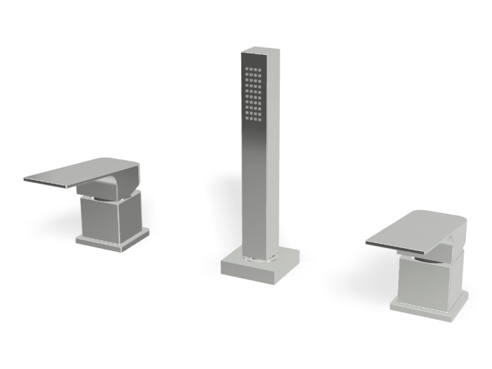 На изображении товар Смеситель для ванны Carlo Frattini Fit, на борт, без излива, с вытяжным ручным душем, нейлоновым шлангом 1500 мм, цвет хром от официального представителя в Москве