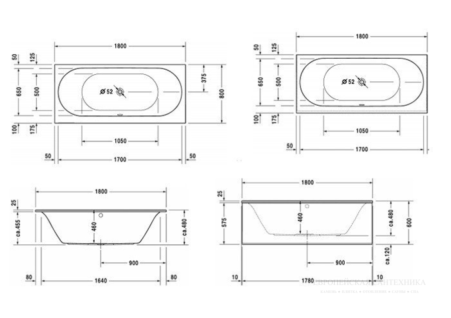 Ванна встраиваемая Duravit Darling New, 1800 x 800 мм, наклон справа и слева, акриловая, цвет белый - изображение 3