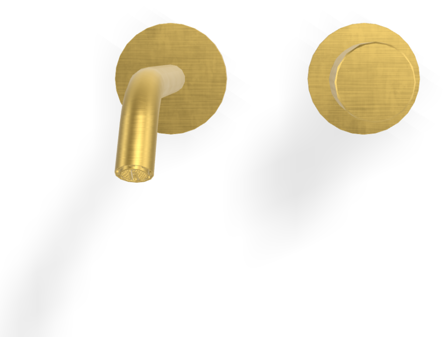 Смеситель для раковины Carlo Frattini Spillo Tech, ручка X Collection, настенный, с донным клапаном Click-Clack, излив 160 мм, внешняя часть, цвет брашированное золото - изображение 1