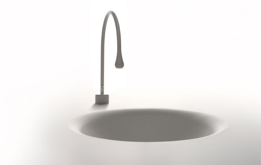 Cмеситель для раковины Gessi Goccia, излив 244 мм, без донного клапана, цвет Matte White - изображение 3