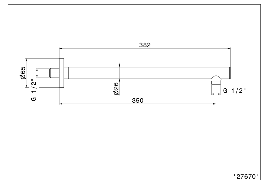 Держатель верхнего душа Newform Delta Zero, L350 мм, настенный, латунь, цвет хром - изображение 1