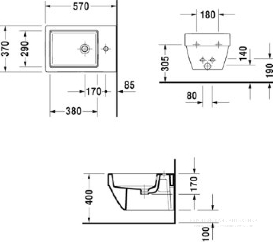 Биде подвесное 570 мм, Duravit Vero Air , крепление Durafix, белое - изображение 4