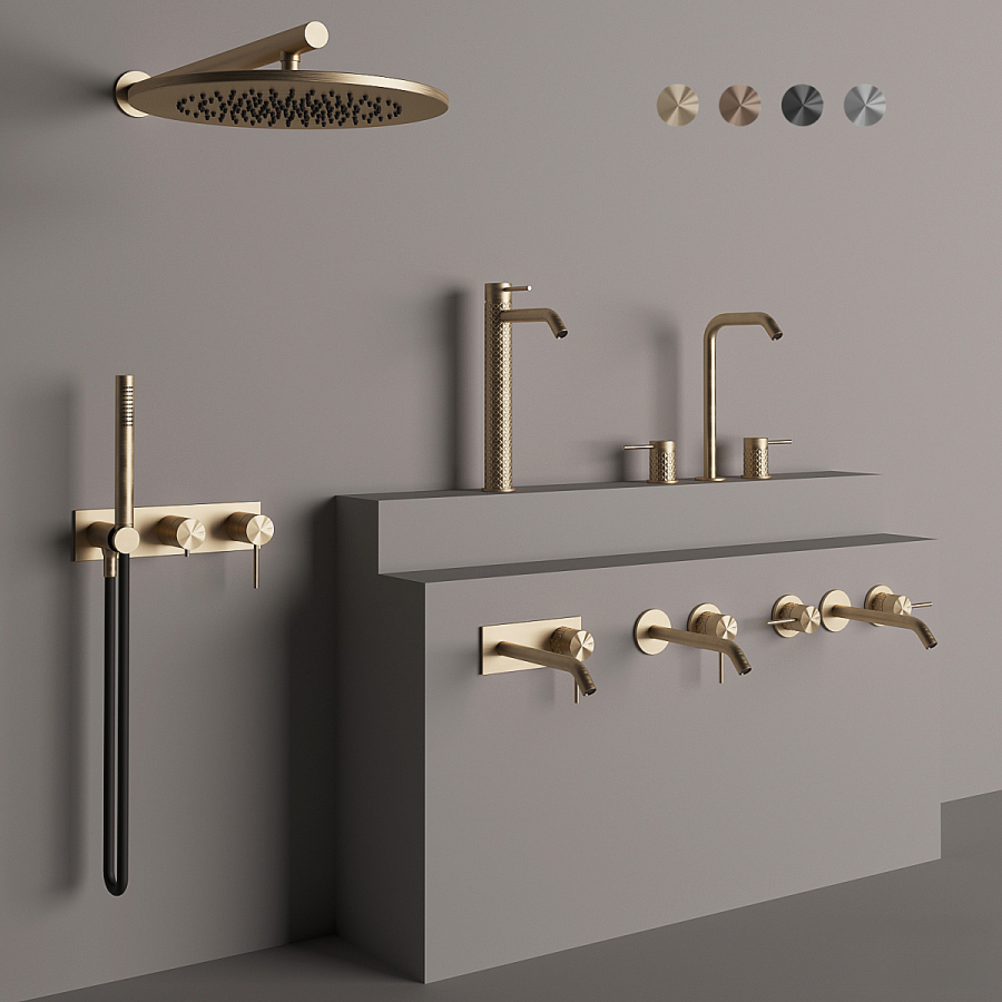 Смеситель для раковины Gessi316, встраиваемый, настенный, с длинным изливом, без донного клапана, внешние части, цвет Black Metal Brushed PVD - изображение 2