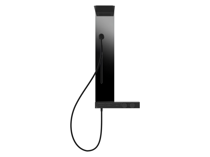 На изображении товар Душевая панель с термостатом Gessi Hi-Fi, до 3-х функций одновременно, цвет Matte Black от официального представителя в Москве