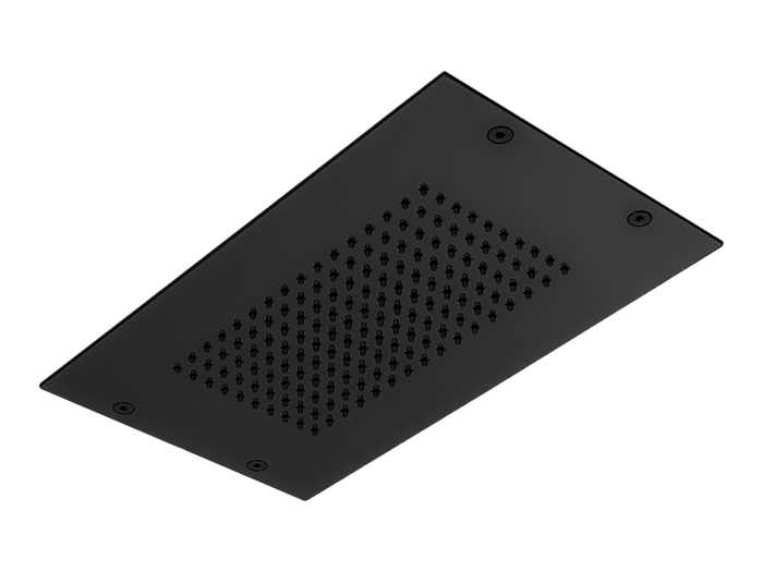 На изображении товар Верхний душ Carlo Frattini 350x200 мм, нержавеющая сталь Modular, дождь, цвет брашированный черный хром от официального представителя в Москве