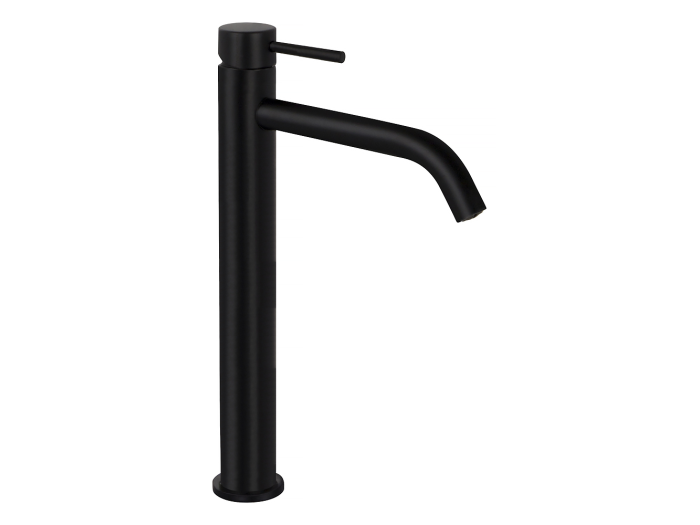 На изображении товар Смеситель для раковины Carlo Frattini Spillo Up , высокий XS, без донного клапана, цвет чёрный матовый от официального представителя в Москве