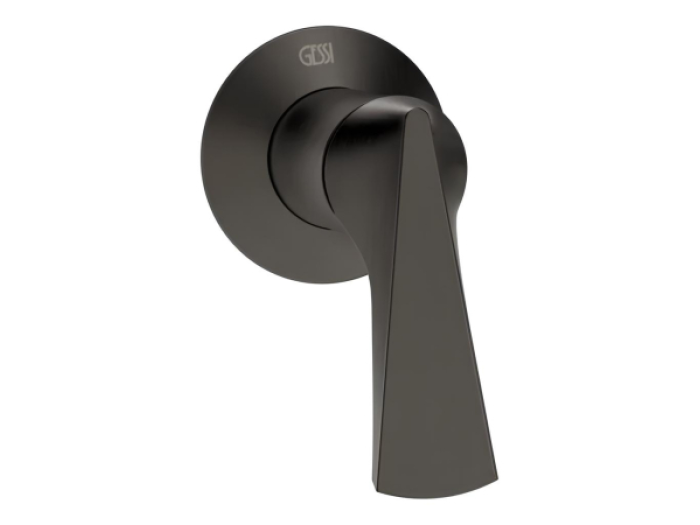 На изображении товар Смеситель для раковины Gessi Ventaglio, настенный, на 1 выход, встраиваемый, внешняя часть, цвет Black Metal Brushed PVD от официального представителя в Москве