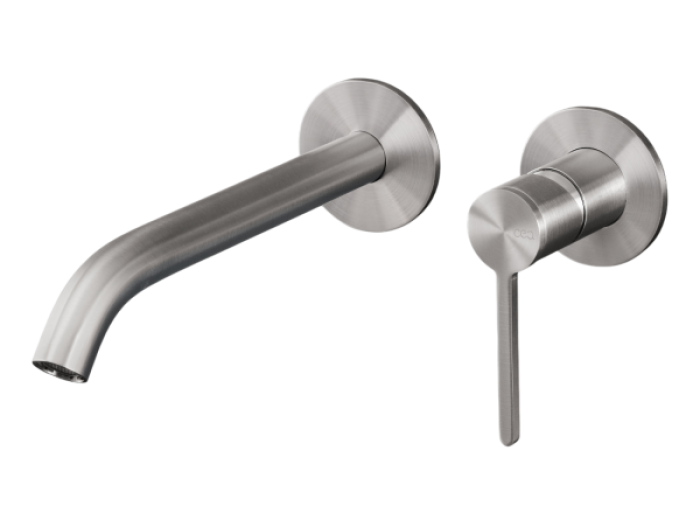 На изображении товар Смеситель для раковины Cea Design Innovo, настенный, однорычажный, на 2 отверстия, излив L- 215 мм, внешняя часть, сталь, цвет Black Diamond Satin от официального представителя в Москве