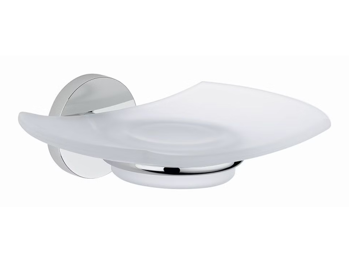 На изображении товар Мыльница THG Bambou cristal noir/ Lalique, настенная, стекло/металл, цвет белый/хром от официального представителя в Москве