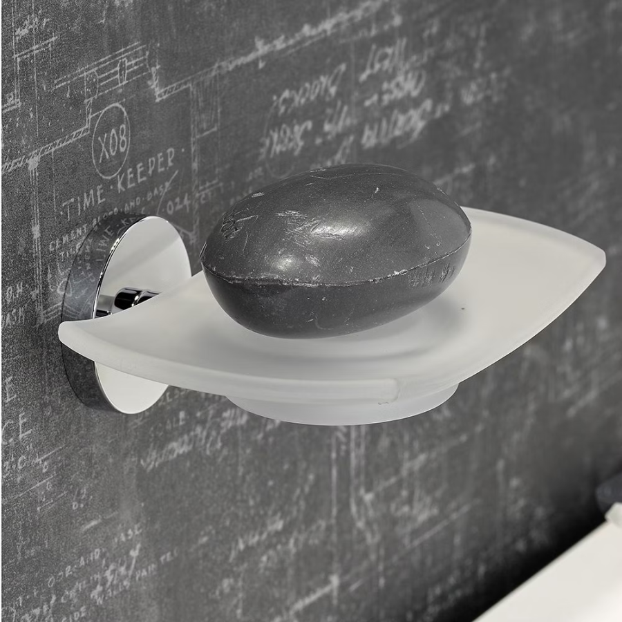Мыльница THG Bambou cristal noir/ Lalique, настенная, стекло/металл, цвет белый/хром - изображение 3