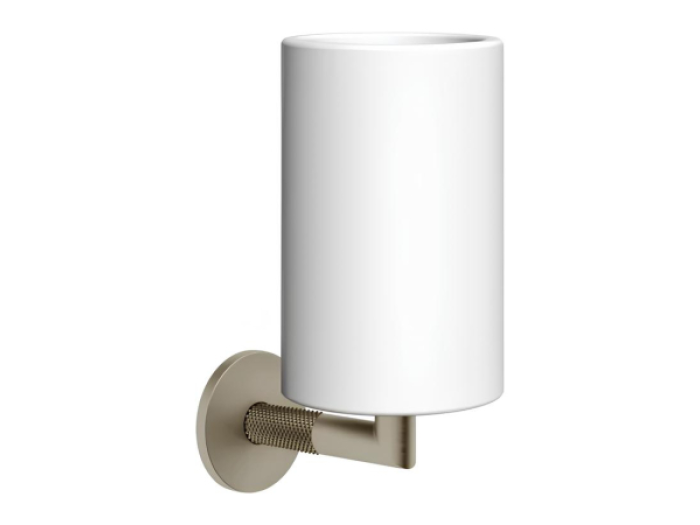 На изображении товар Стакан Gessi Anello, настенный, цвет White/Finox Brushed Nickel от официального представителя в Москве