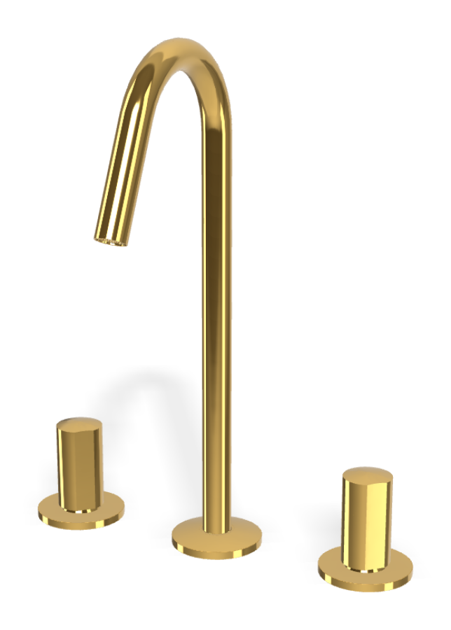 Смеситель для раковины Carlo Frattini SO, без ручек, с вращающимся изливом Ø18 мм, донным клапаном Click-Clack, 2 гибкими шлангами, Н-319 мм, цвет золото