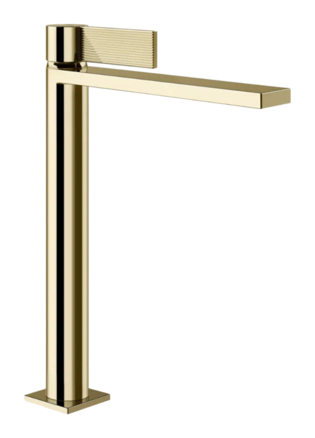 Смеситель для раковины Gessi Inverso, однорычажный, с донным клапаном и соединительными шлангами, Н-321 мм, цвет Brass PVD