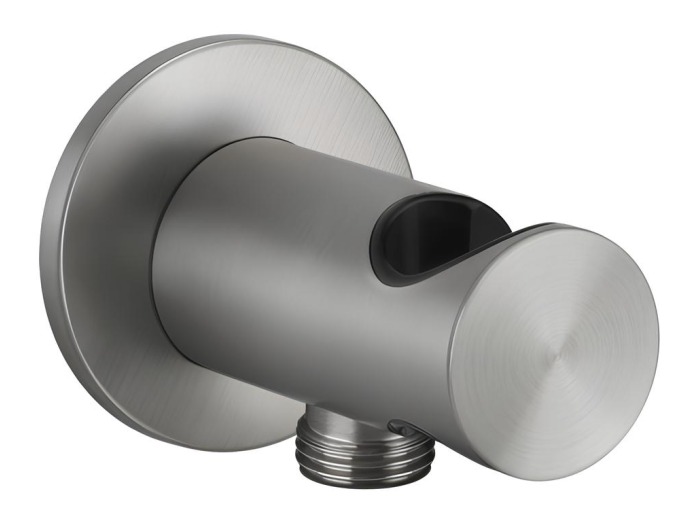 На изображении товар Держатель для душевой лейки Gessi316, с отводом воды, цвет Steel Brushed от официального представителя в Москве