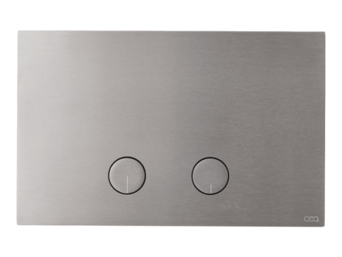 На изображении товар Панель двойного смыва CeaDesign Hydroplate, для встраиваемого бачка Geberit, сталь, цвет сатинированная нержавеющая сталь от официального представителя в Москве