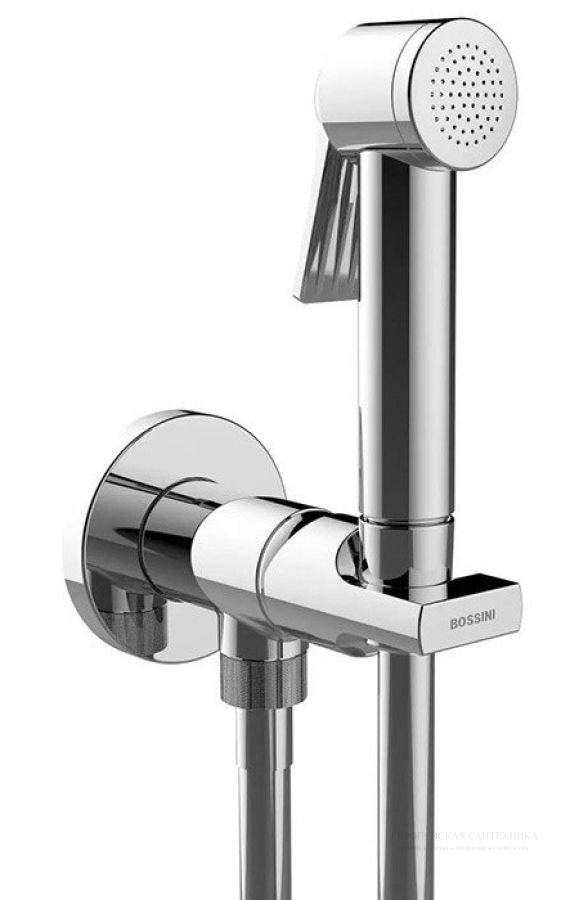 Гигиенический комплект Bossini Mono Paloma Brass Mixer Set : смеситель монокомандный, душ с кнопкой подачи воды, шланг 1250 мм, хром