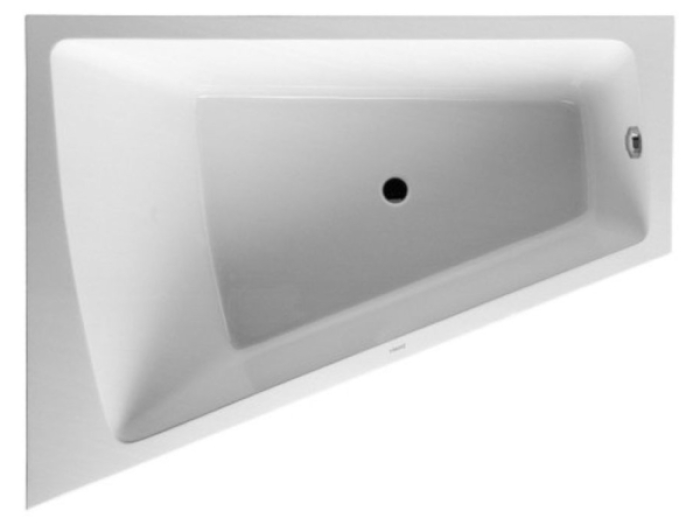 На изображении товар Ванна Duravit Paiova, 1800x1400 мм, наклон для спины слева, с фронтальной панелью, цвет белый от официального представителя в Москве