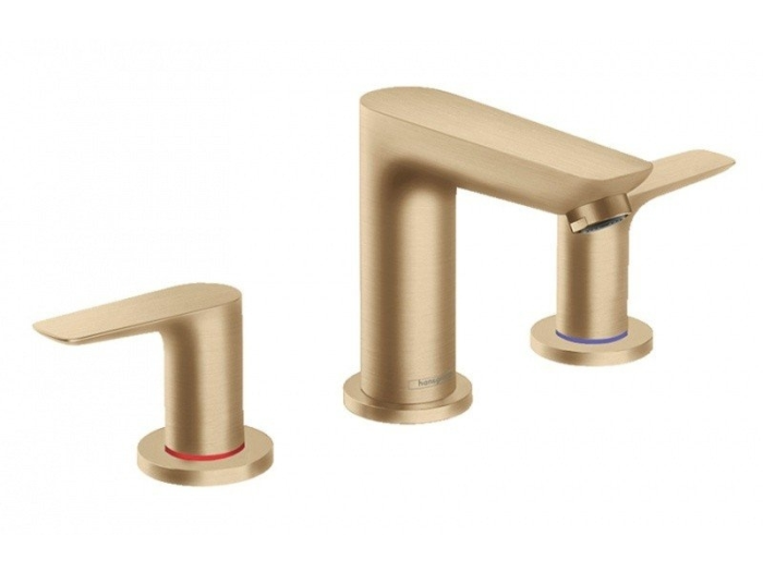 На изображении товар Смеситель для раковины Hansgrohe Talis E, ComfortZone 150, на 3 отверстия, с донным клапаном, цвет Бронза шлифованная от официального представителя в Москве